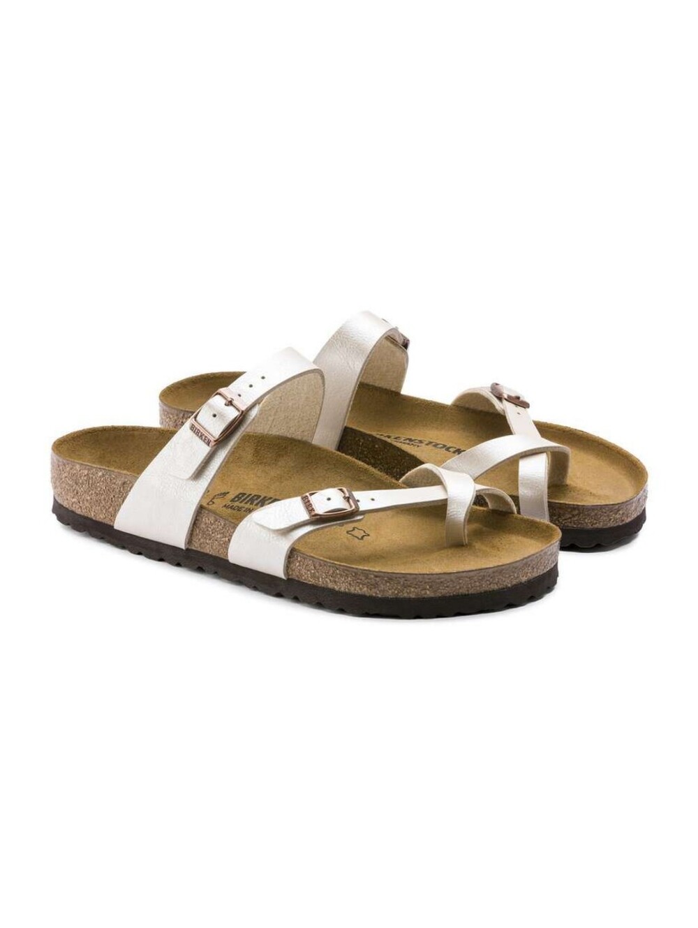 Birkenstock Mayari Cross Strap Sandals Pearl White Size 10 / 41 Birko-Flor
